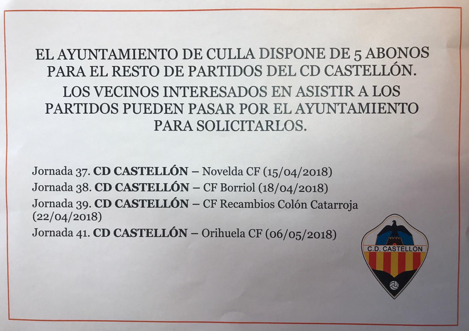 5 Abonos para el CD Castellón